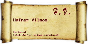 Hafner Vilmos névjegykártya